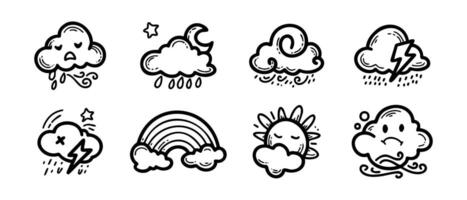 Illustration set of weather doodle elements, for design purposes vector