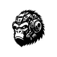 Cyberpunk Gorilla Head with Futuristic Robotic Enhancements for Sci-Fi Art vector