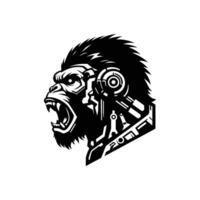 Futuristic Gorilla Head Design with Mechanical and Robotic Elements vector