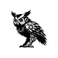 Cyber Owl with Mechanical Features Best for Stickers, Apparel, and Sci-Fi Illustrations vector