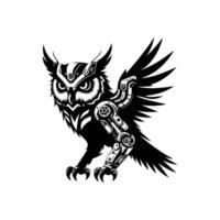 Futuristic Robotic Owl Artwork Suitable for Posters, Digital Graphics, and Tech-Themed Decor vector
