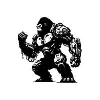 Mechanical Gorilla in Full Cyber Armor Illustration for Sci-Fi Designs vector