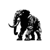 Futuristic Elephant Silhouette with Mechanical Robotic Elements for Digital Use vector
