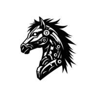 High Tech Robotic Horse Head Illustration Cyberpunk Inspired for Futuristic Concepts vector