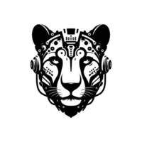 Futuristic Cheetah Profile with Cybernetic Elements Black Silhouette for Tech Inspired Art vector