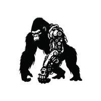 Cyberpunk Gorilla with Advanced Robotic Armor Design for Futuristic Animal Art vector