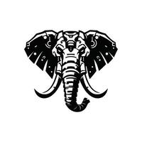Cyberpunk Elephant Head Silhouette Featuring Futuristic Robotic Technology vector