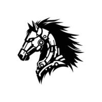 Cyber Horse Head Silhouette Design Futuristic Robotic Animal for Sci-Fi and Tech Art vector