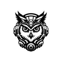 Cyberpunk Owl Head with Robotic Features for T-Shirt Prints and Tech-Themed Branding vector