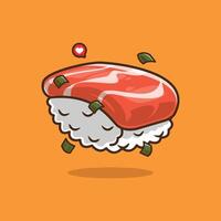 Fresh Salmon Sushi with a Sprinkling of Seaweeds. Food and Beverage Illustration. vector