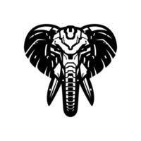 Mechanical Elephant Head Design with Sci-Fi Cybernetic Details vector