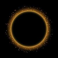 Abstract Golden ring with sparkling light effect on dark background vector
