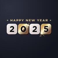 2025 Happy new year Square Background with Black or dark theme vector