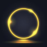 Golden frame sparkling ring with glitter on black background and blank space area vector