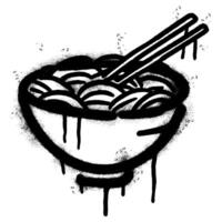 Spray Painted Graffiti Noodles symbol Sprayed isolated with a white background. graffiti Noodles icon with over spray in black over white. vector