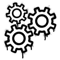 Spray Painted Graffiti Gear icon Sprayed isolated with a white background. vector