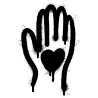 Spray Painted Graffiti Hand with love icon icon Sprayed isolated with a white background. vector