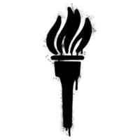 Spray Painted Graffiti Torch symbol Sprayed isolated with a white background. graffiti Torch icon with over spray in black over white. vector