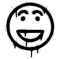 Spray Painted Graffiti smiling face emoticon isolated on white background. vector
