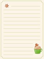 Cookbook template list for recipes, note on cooking and ingredients. vector