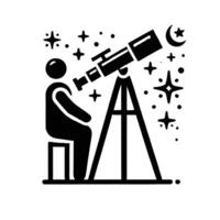 A man is looking through a telescope vector