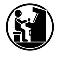 A black and white icon of a man playing a game vector