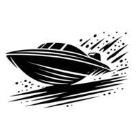 A black and white image of a speed boat vector