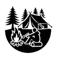 Camping icon with tent and fire vector