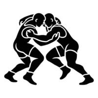 Two wrestlers wrestling on a white background vector