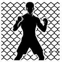 A silhouette of a man in front of a fence vector