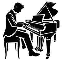 A silhouette of a man playing the piano vector