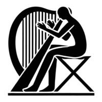 A man playing the harp on a chair vector