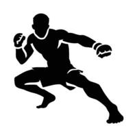 A silhouette of a man in a boxing stance vector