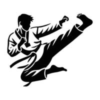 Karate man in black and white silhouette vector