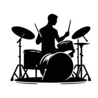 Drummer playing drums on stage vector
