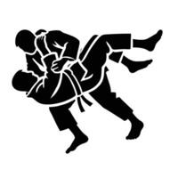 A silhouette of a man in a karate stance vector