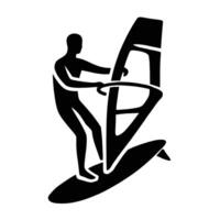 A man is windsurfing on a white background vector