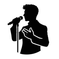 A silhouette of a man with a microphone vector