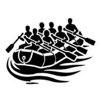 A black and white image of a group of people in a raft vector