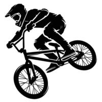Bmx rider doing tricks on a bike vector