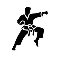 Karate man silhouette on white background vector