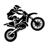 Motocross rider jumping on a dirt bike vector