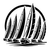 Sailboats sailing in the ocean vector