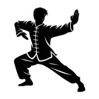 A silhouette of a man in karate stance vector