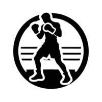 A silhouette of a boxer in a ring vector