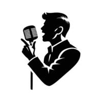 A silhouette of a man with a microphone vector