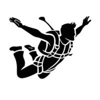 A silhouette of a man in a parachute vector