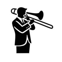A man in a suit is playing a trombone vector