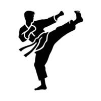 Karate man silhouette on white background vector