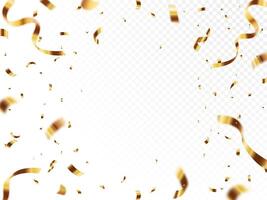 Gold confetti celebration party background design, Falling shiny golden confetti isolated on transparent background. Can be used for celebration, Christmas, New Year, Carnival festivity, confetti, vector